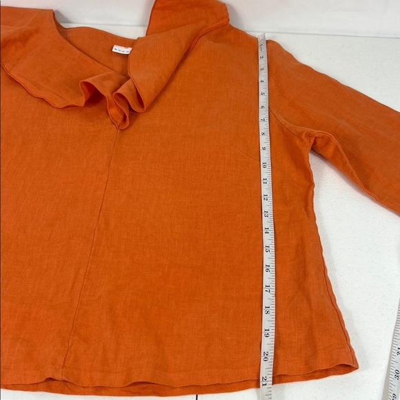 Bryn Walker Sz M Linen Ruffle Top Orange EUC - Picture 7 of 11